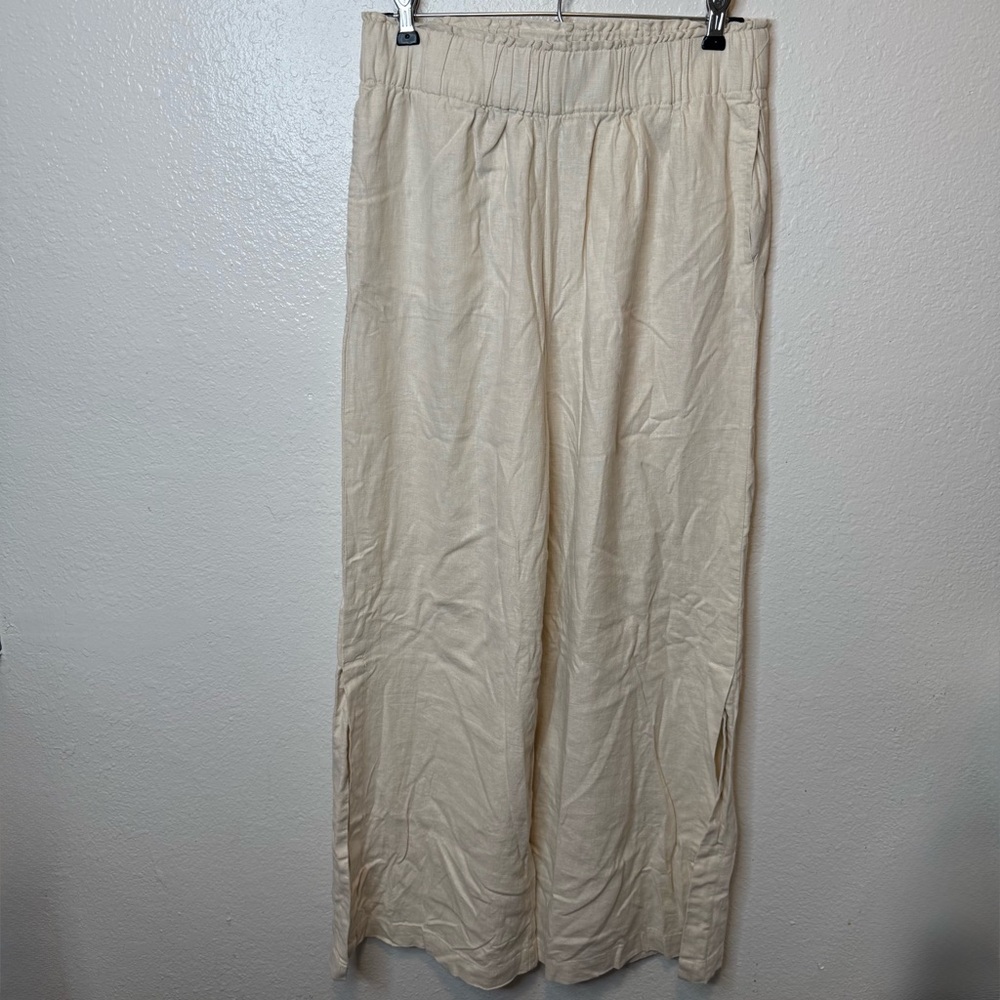 Thread & Supply Wide Leg Linen Blend Cozy Pants Trousers Slacks Size Small
